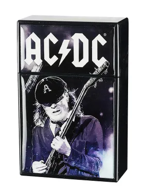 Produktbild von ZIGARETTENDOSE AC/DC für 20 Zigaretten mit Sprungdeckel aus Kunststoff Hochglanz Zigarettenbox Zigarettenetui Etui Box Case 29 (Weiss)