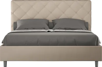 Produktbild von ITYHOME - Gepolstertes Bett ohne Lattenrost 160x210 mit Kunstlederbezug Taubengrau Priya