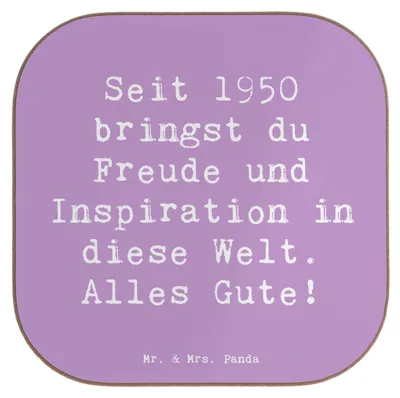 Produktbild von Mr. & Mrs. Panda Untersetzer für Gläser Spruch 1950 Geburtstag - Lavendeltraum - Geschenk, Jahrgang, Coaster, Glas, Geburtstagsgeschenk, alles Gute, Meilenstein, Alter