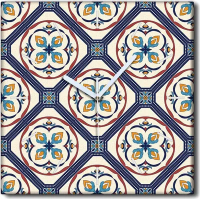 Produktbild von Coloray Uhr auf Leinwand 30x30 cm Wand Uhr Dekoration Wohnzimmer Segeltuch weiße Zeiger -Modegeometrie.