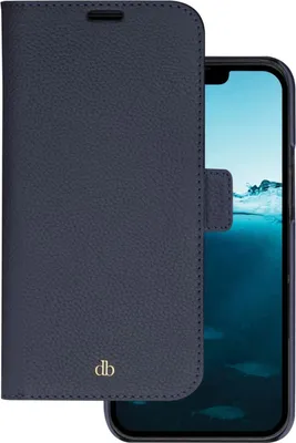 Immagine prodotto di DBRAMANTE1928, Apple iPhone 14 Plus Folio 2 in 1 modello New York in pelle con porta carte, blu navy