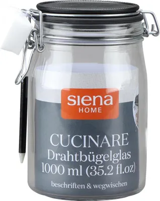Produktbild von Drahtbügel-Glas "Cucinare" 1,0 l mit Stift & Schwamm