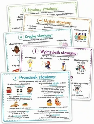 Zdjęcie produktu dla Plansze edukacyjne A4-Znaki interpunkcyjne 5 kart