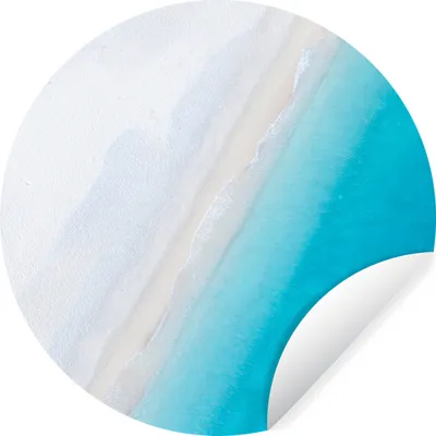 Produktbild von MuchoWow® Runde Wandtattoo - Wandsticker Tapete Aufkleber Strand - Meer - Blau Ø 80 cm Selbstklebend und Repositionierbar - Wandaufkleber - Kreis - Mauerkreis - Wand Bilder - Wandsticker - Wohnzimmer Dekoration - Dekoration für die Wände - Aluminium - Babyzimmer