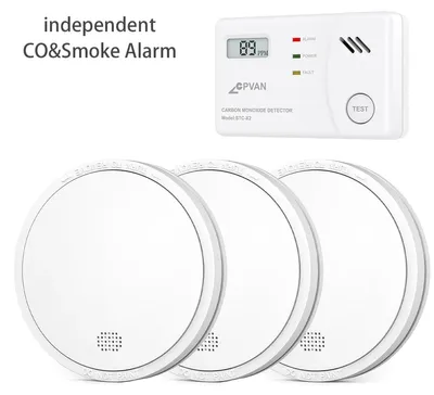 Obrázok produktu pre Detektory dymu, 10-ročná životnosť batérie, alarm 85 dB, 3 senzory (dym a oxid uhoľnatý)