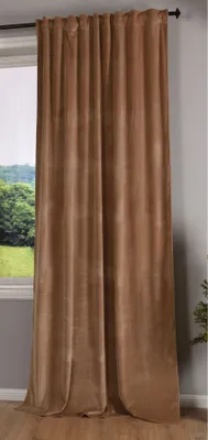 Produktbild von Verdunkelung Vorhang »Milano« Samt blickdicht Schlaufenband Tunneldurchzug Blackout Bügelband kürzbar Sand 1 Stück HxB 280x135 cm, 20357