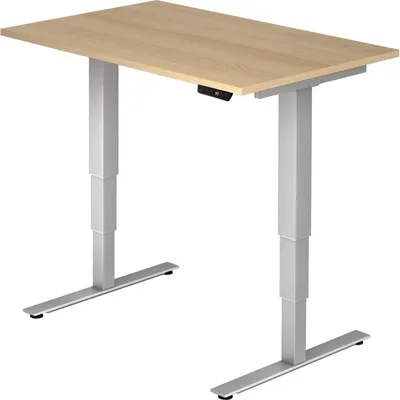 Produktbild von HAMMERBACHER Schreibtisch Maße: 120 x 63,5-128,5 x 80 cm Material der Platte: Holz Farbe der Tischplatte: eiche