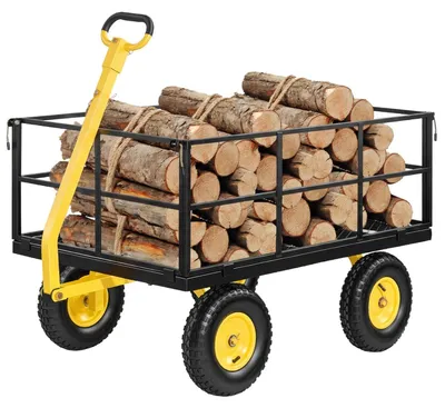 Produktbild von Bollerwagen - Transportwagen Gartenwagen - 635 kg Tragkraft - 2-in-1 Handwagen - All-Terrain-Reifen - Abnehmbare Netz-Seitenteile - 180° schwenkbarer Griff - 116,8 x 76 x 77,5 cm