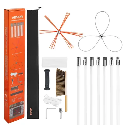 Zdjęcie produktu dla Zestaw szczotek kominowych VEVOR, szczotka kominowa o maksymalnej długości 7 m, szczotka do rur piecowych z dwoma główkami szczotki, szczotka kominiarska, narzędzie do czyszczenia kominów kwadratowych i prostokątnych