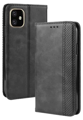 Produktbild von Mobigear Sensation Klapphülle für iPhone 11 - 3 Kartenfächer mit Standfunktion Kunstleder Schwarz