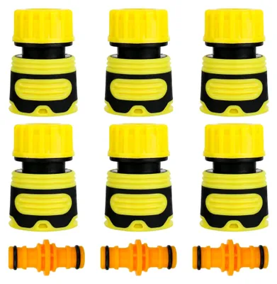 Produktbild von Schlauchkupplung-Satz 6 Stück Schlauchverbinder 1/2 Zoll + 3 Stück Doppelstecker Schlauchanschluss, Schlauchkupplung zur Verlängerung von Schläuchen, Schlauchanschluss 13mm für den Garten