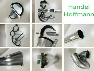 Produktbild von Dachrinnenset 6 tlg Titanzink 6 m mit verstellbaren Stirnbretthaltern + 2 m Fallrohr Gewindeschellen mit 14 cm Schraube