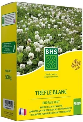 Immagine prodotto di Trifoglio bianco - BHS - 500 m²| Favorisce la biodiversità, si adatta a tutti i tipi di terreno ed è resistente al calpestio.