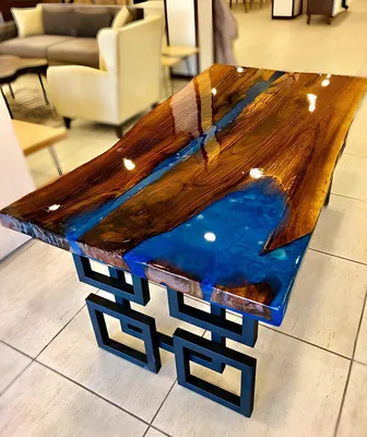 Produktbild von Couchtisch Blue River Table Echtes Holz Flusstisch 140x80 Tische Epoxidharz
