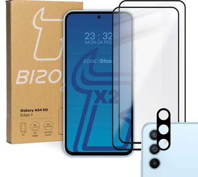 Produktbild von BIZON Edge 2 2x Bildschirmglas + Kameraglas Samsung Galaxy A54 5G