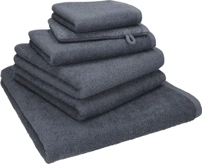 Produktbild von Betz 6-tlg. Handtuch-Set BERLIN 1 Liegetuch 2 Handtücher 1 Gästetuch 1 Seiftuch 1 Waschhandschuh 100% Baumwolle – Farbe: dunkelgrau
