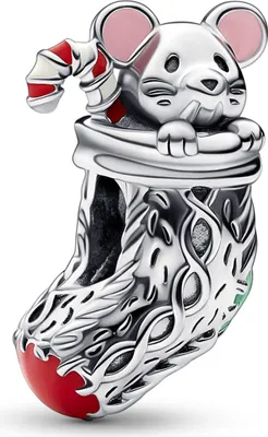 Produktbild von PANDORA Charm Maus im Weihnachtsstrumpf aus 925er Silber