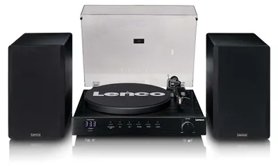 Produktbild von Lenco LS-700BK - High-Power HiFi-Plattenspieler mit Lautsprechern, Bluetooth® und Ortofon 2M Red - Integrierter Stereo-Verstärker mit 2 x 100 Watt RMS - Schwarz