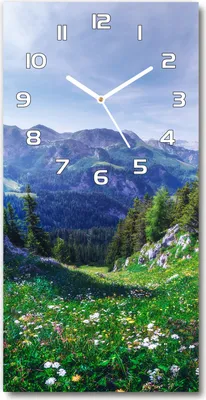 Produktbild von Wanduhr aus Glas – 30x60 cm - Glasbild - Glasuhr - Gehärtetes Glas -Alpen