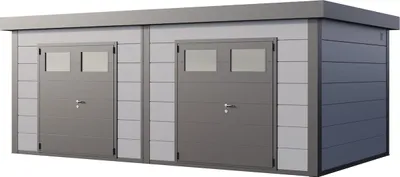 Produktbild von Telluria Metallgerätehaus Duo 3336+ Zweiraum-Gartenhaus lichtgrau