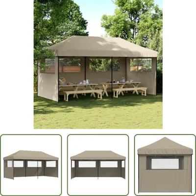 Image de The Living Store Tente de réception Pop-Up pliante avec 3 panneaux latéraux Taupe