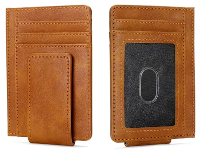 Produktbild von Geldbörse Kartenetui,Kunstleder RFID-Blocker Slim Geldbeutel Kreditkartenetui mit ID-Fenster und Schnellzugriff-Fach und mit Einer Geld Clip