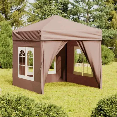 Zdjęcie produktu dla Vidaxl Partytent składany ze ściankami bocznymi 2x2 m Taupe