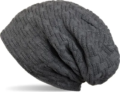 Produktbild von styleBREAKER Feinstrick Longbeanie Mütze mit Flecht Muster und warmem Fleece Innenfutter | Winter Strickmütze Uni elastisch weich bequem warm