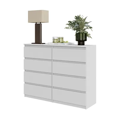 Produktbild von GABRIEL – Kommode / Sideboard mit 8 Schubladen – Weiß Matt, Höhe 92 cm, Breite 120 cm, Tiefe 33 cm.