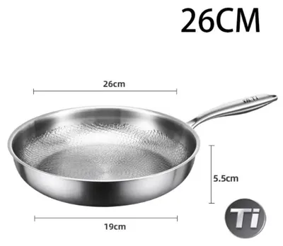 Zdjęcie produktu dla Patelnia – 26 cm – stal nierdzewna – bez powłoki – wzór łusek ryb – powierzchnia tłoczona