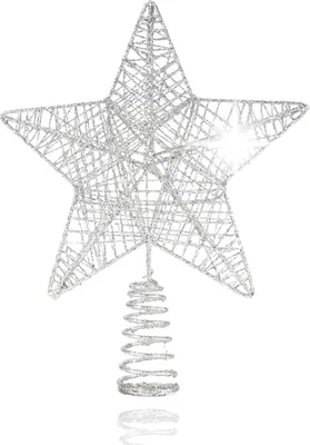Produktbild von Baumspitze Stern Silber - Christbaumspitze Baumspitze Spitze Aufstecker für Tannenbaum Tannenbaumspitze Weihnachtsbaum Weihnachten