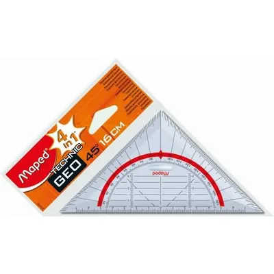 Obrázek produktu pro Úhloměr Technic, plastový, 16 cm, s úchopným kroužkem, průhledný