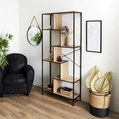 Produktbild von Holz- und Metallregal Edison 80 x 30 x 180 cm