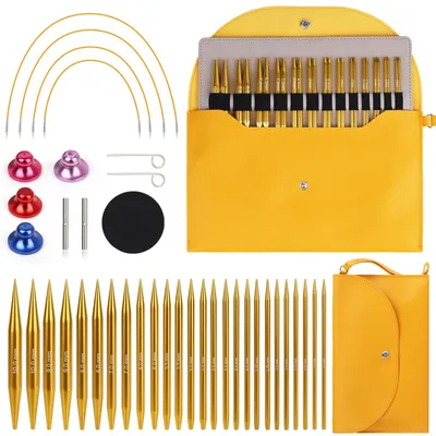 Productafbeelding van Elzusha - Verwisselbare Rondbreinaalden Set 3-10 mm - 4 Lengtes Verstelbaar - Goud