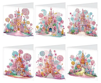 Imagen del producto de Set de 6 tarjetas de felicitación con diseño de pintura de diamantes