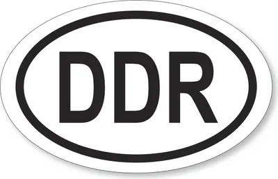 Produktbild von 12 Stück Aufkleber DDR oval 9,5x14,5cm, Folienaufkleber schwarz weiß (Auf-519)