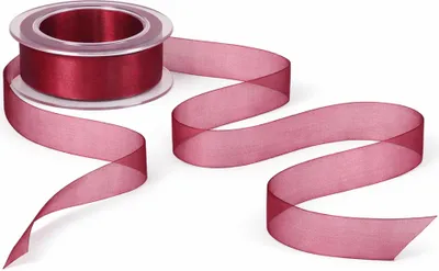Produktbild von Dekoband Organza 25 mm 25 m Schleifenband für Hochzeit Taufe Geburtstag Basteln bordeaux