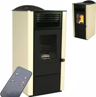 Produktbild von Pelletofen 9,5kW Pelletkamin Pelletheizung Kaminofen A+ Holzofen elfenbein 56301
