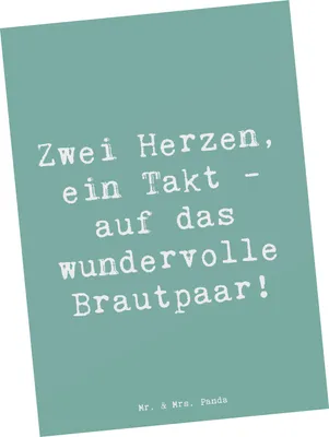 Produktbild von Mr. & Mrs. Panda Postkarte Spruch Brautpaar Herzen - Meeresbrise - Geschenk, Hochzeitsvorbereitungen, Heirat, Ansichtskarten, Hochzeitsgeschenk, Postkarten, Grußkarte