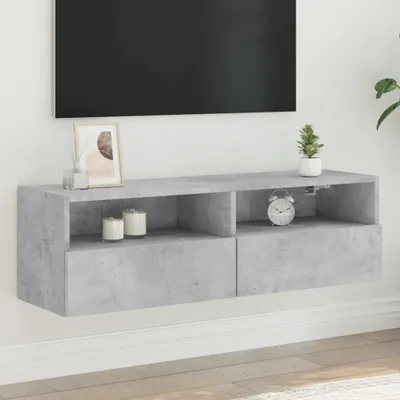 Produktbild von TV-Wandschrank Betongrau 100x30x30 cm Holzwerkstoff , TV-Schränke 2024 Neu