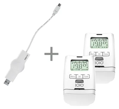 Produktbild von Sparset Heizkörperthermostat 2x HT 2000 + Programmierstick PROGmatic