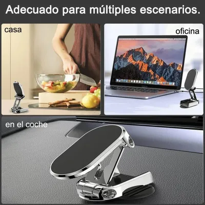 Image de Support magnétique pour téléphone portable, pliable, pivotant à 360 degrés, support pour tableau de bord