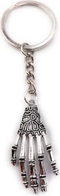 Produktbild von Onwomania Schlüsselanhänger Keychain Silber Metall Hand Knochen Skelett Anhänger