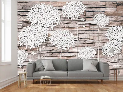 Produktbild von Vlies Fototapete 400x280 cm Tapeten Wandtapete XXL Blumen Stein b-C-0034-a-d
