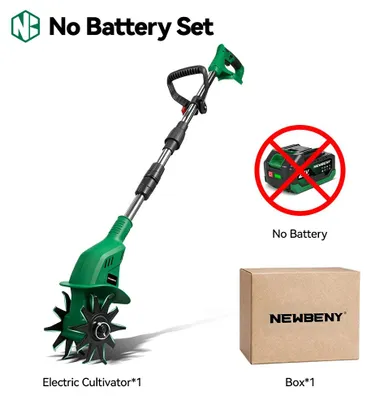 Image de Fraise rotative électrique pour jardin - Cultivateur et scarificateur sans fil - 1600 W - 800 tr/min - Compatible avec batterie 21 V - Sans batterie