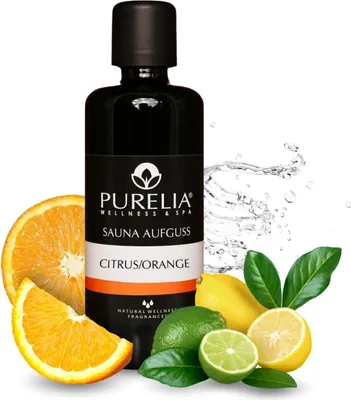 Produktbild von PURELIA Saunaaufguss Konzentrat Zitrus-Orange 100 ml natürlicher Sauna-aufguss - reine ätherische Öle
