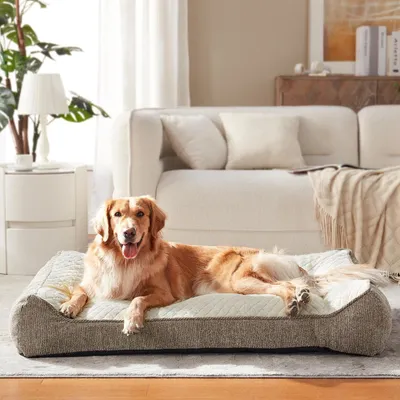 Imagen del producto de Cama ortopédica para perros grandes - Beige - 107 x 76 x 24 cm