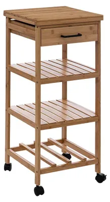Obrázek produktu pro Kuchyňský regál na kolečkách LINHA se zásuvkou, bambusový