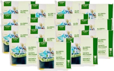 Produktbild von Müllbeutel Allzweckbeutel Reißfeste Müllbeutel mit Zugband 55L Einzeln gefaltet - 15 Packung x 20 Beutel