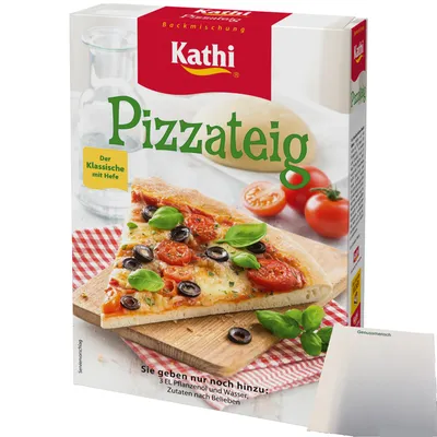 Produktbild von Kathi Backmischung für Pizzateig (400g Packung) + usy Block